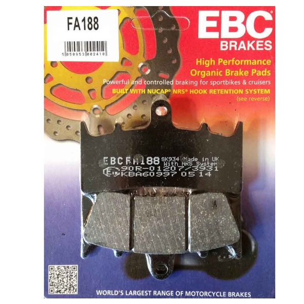 Pastilha Freio EBC FA188 GSX1300 Hayabusa 99/06 (D) Ninja 600 05/08 (D) ZX-06 02/08 (D) VULCAN1500 / 1600 02/04 (D)