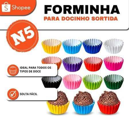 1600 Forminhas de Papel N5 Sortidas 1000 Verdes + 600 Azuis Doces Brigadeiro Festa Aniversário