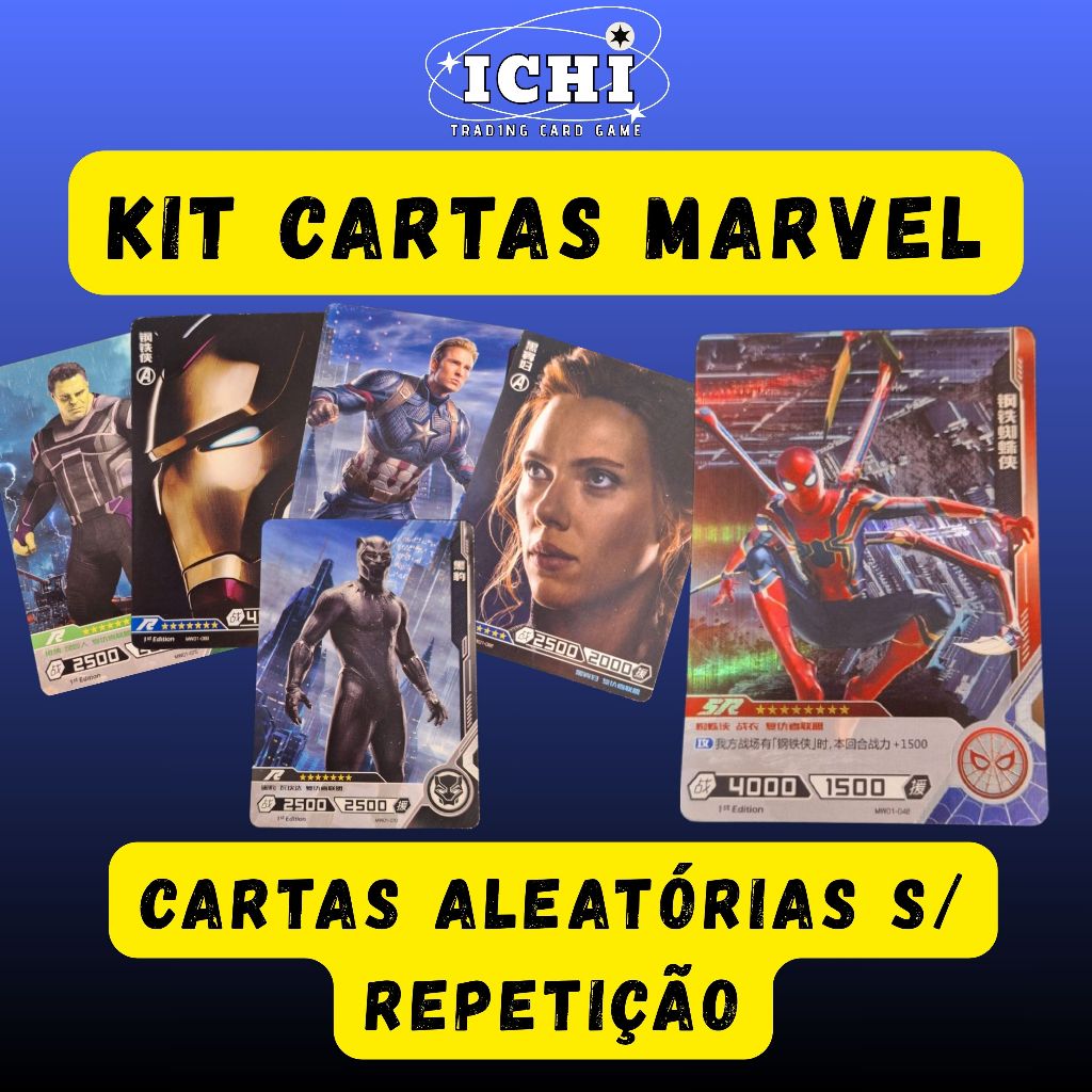 Lote de Cartas Marvel Hero Battle Original Kayouu | Super Rara - Brilhante Garantida | Sem Repetições