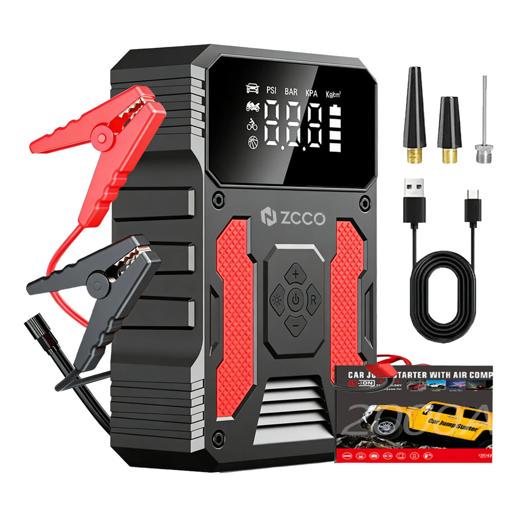 ZCCO Auxiliar De Partida Automotivo 3000A 12V Jump Starter Portátil, Bateria Arranque para Carro e SUV em Emergência
