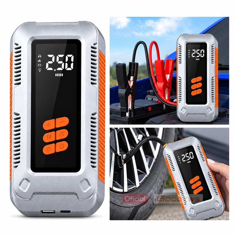 Auxiliar De Partida Carregamento Rápido Bateria Com Compressor De Ar Inteligente Emergência Jump Starter Carro