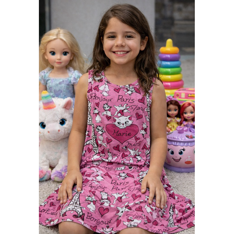 Kit 2 Vestidos sortidos pers infantil algodão regata feminino menina roupa verão