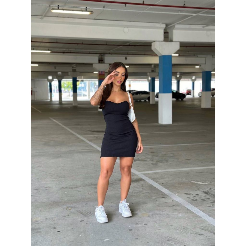 Vestido Curto Decote Coração Anarruga Tomara que Caia Lançamento Moda Verão Praia Blogueira