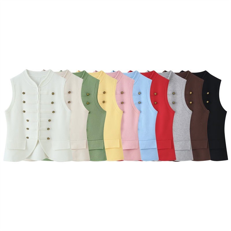 Colete De Malha Elegante Casual Solto Sem Mangas Com Gola Redonda 202608A
