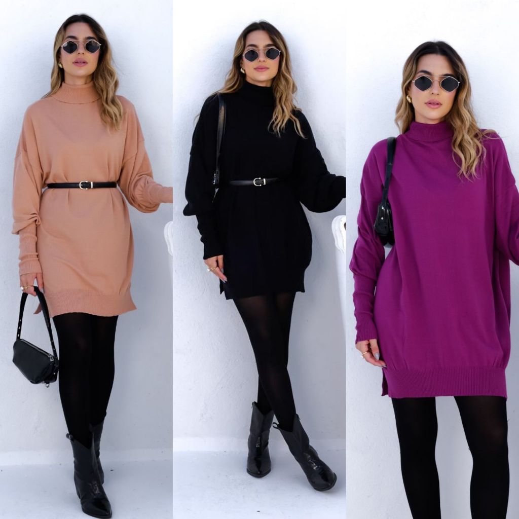 Max blusa gola alta modal tricot inverno manga longa feminina , tamanho único veste 44 , Solto, ajuste de tamanho grande