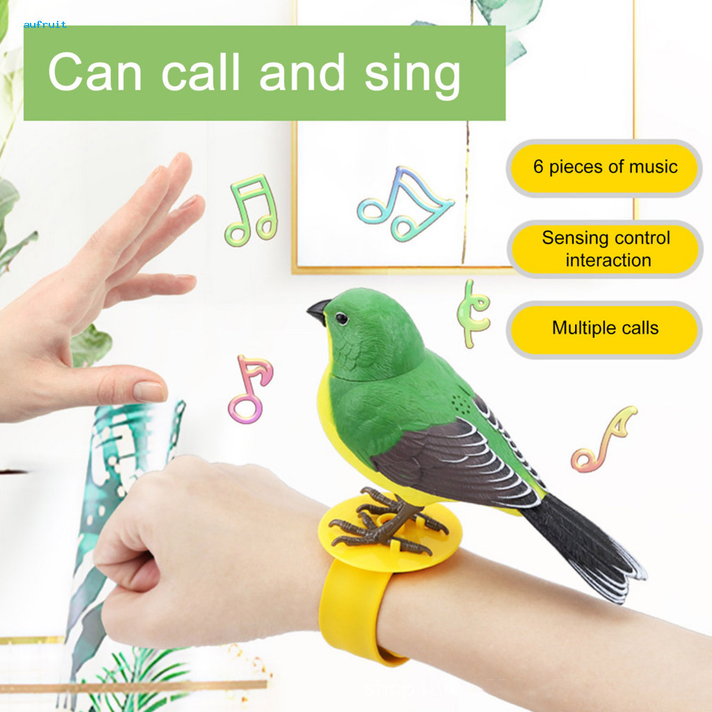 Fake Bird Decoration Electric Simulation Toy with Sound Motion Activation Movable Mouth Head 3-base Standing for Kids an