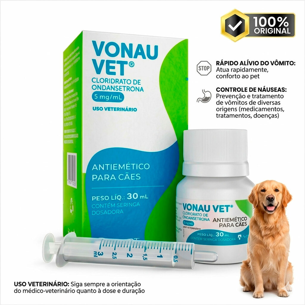 Antiemético Vonau Vet 5 mg/ml para Cães 30ml Prevenção de Vômitos