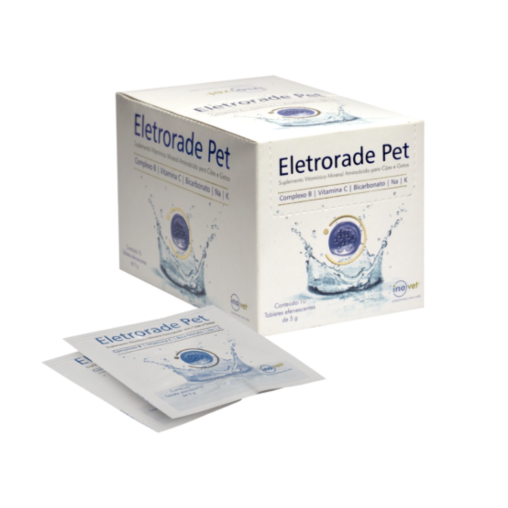 Eletrorade Pet Sachê Para Animais Com Desidratação Vômito Diarréia Calor Cachorro Gato Desidratado Inovet
