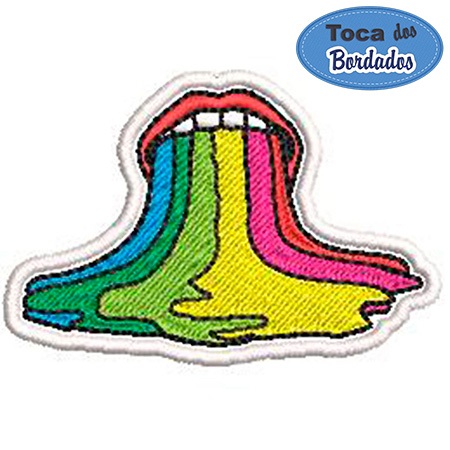 Moda Patch Bordado Boca Vômito de Arco-íris 4,5x6,5 cm Cód. 5217