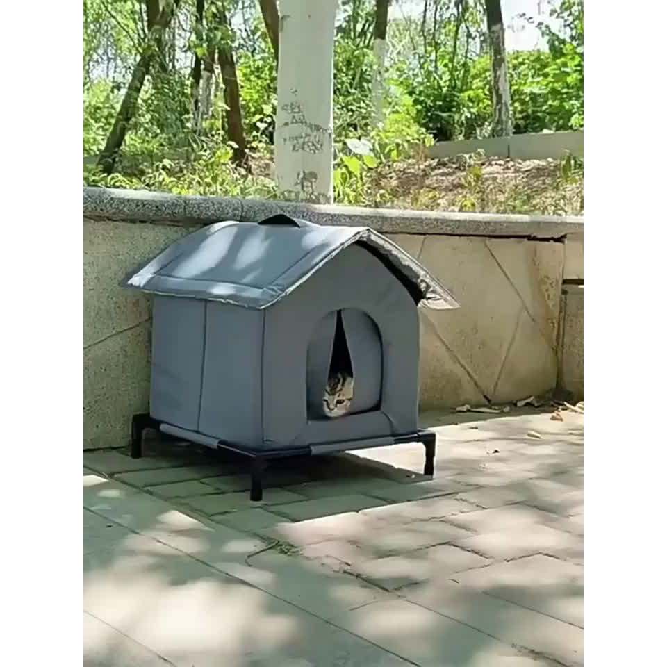 Casas para Gatos Vômitos com Tapete Impermeável, Aquecidas para o Inverno, Dobráveis e Laváveis, Camas para Gatos de Ext