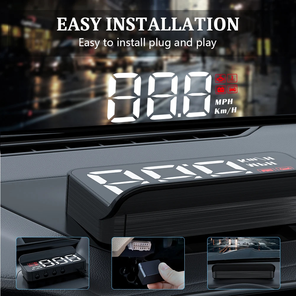 M3 Auto HUD OBD2 Head Up Display Projeção No Vidro Do Carro Velocidade Pára-Brisa Projetor Alarme Acessórios Eletrônicos