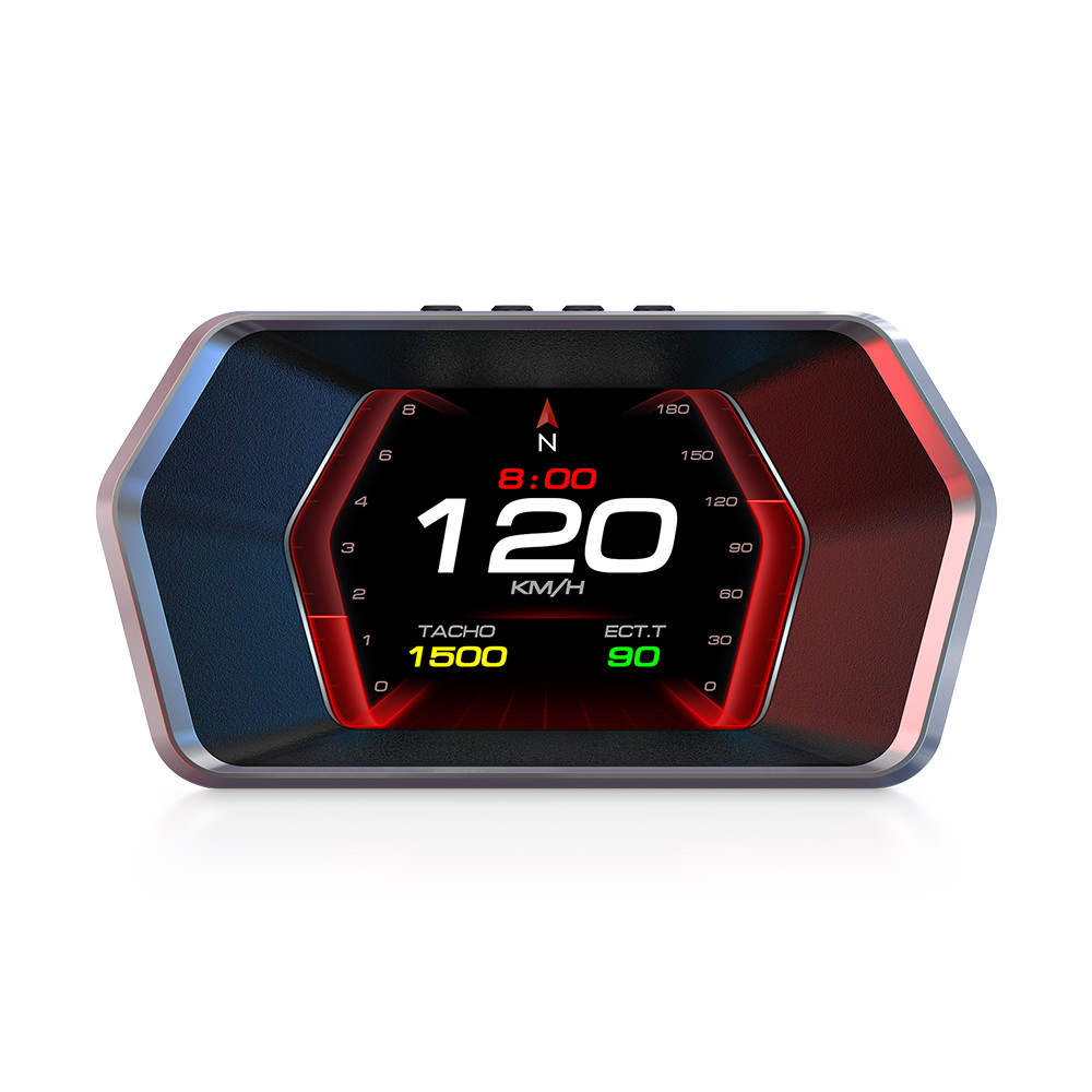 P17 OBD Multifuncional LCD Medidor Carro HUD Display GPS Velocidade Falha Teste Desempenho