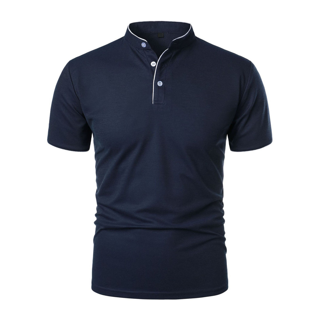 Simple and Fashionable Men Tee Casual Tops Men's Short Sleeve T-shirt Half-stand Collar Solid Color Basic Regular Fit fo