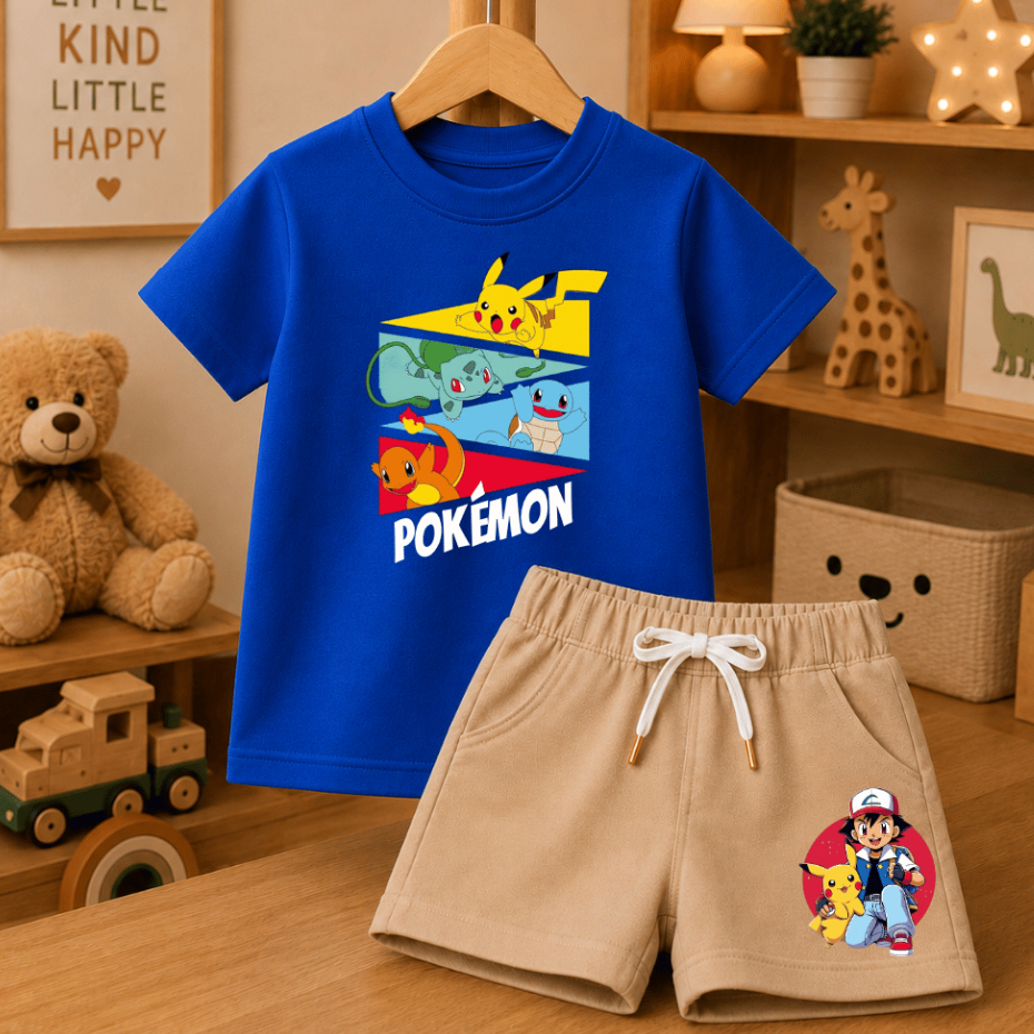Children's set for boys - Summer stylish - short sleeve t-shirt and basic casual sweatshirt shorts - Qualidade- Conforto