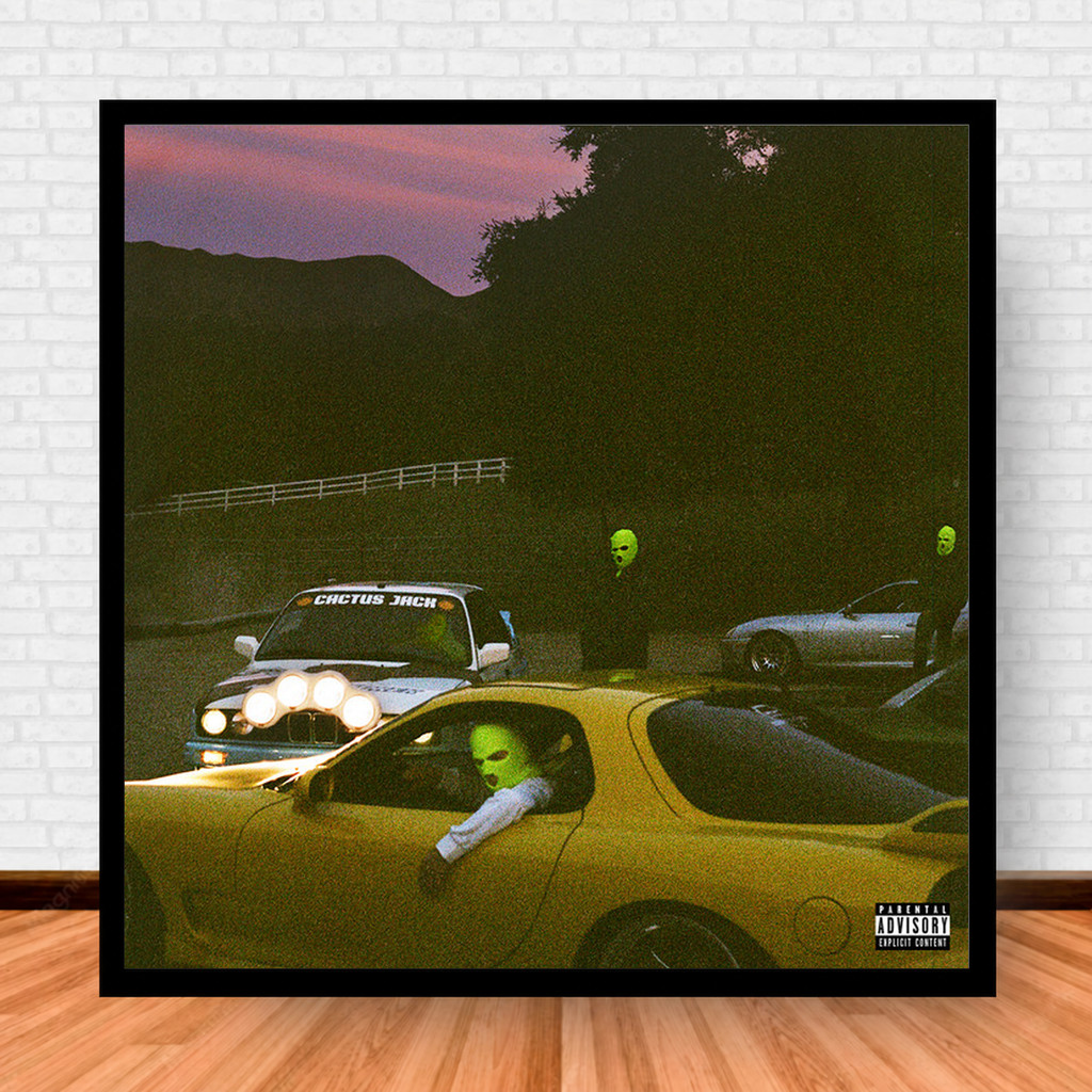 Quadro Decorativo Placa Música Álbuns Travis Scott Rap e Hip Hop com Moldura