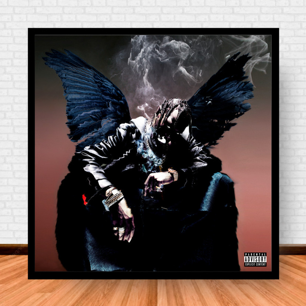 Quadro Decorativo Placa Música Álbuns Travis Scott Rap e Hip Hop com Moldura