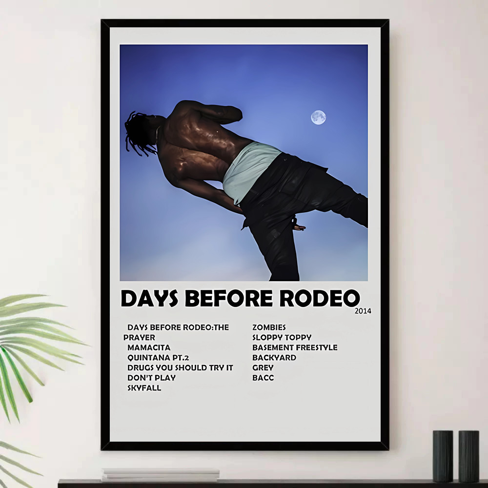 Quadro Placa Decorativa Música Internacional Travis Scott Rap Hip Hop Álbuns com Moldura