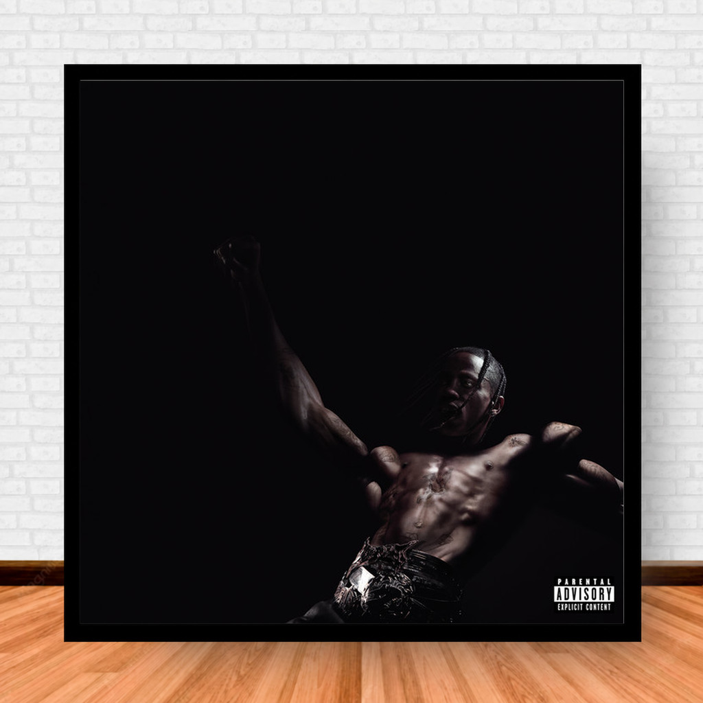 Quadro Decorativo Placa Música Álbuns Travis Scott Rap e Hip Hop com Moldura