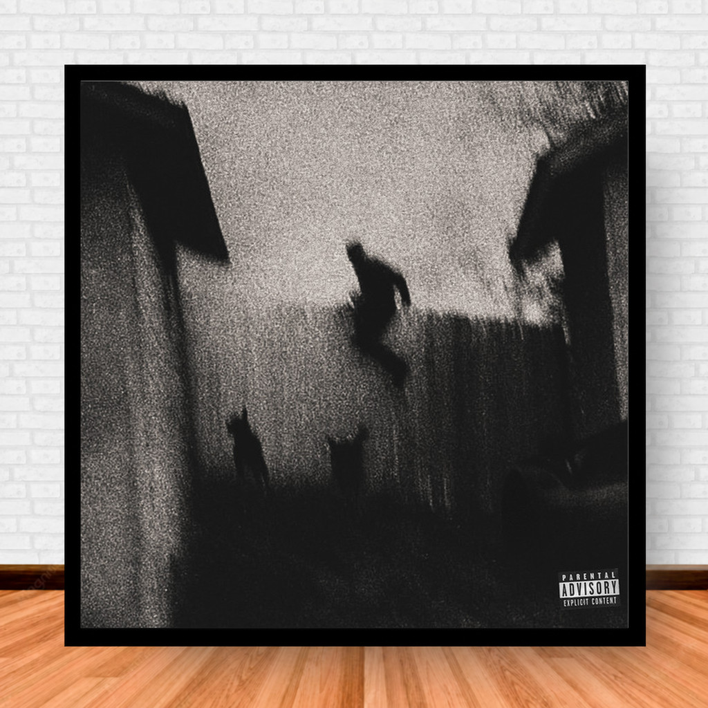 Quadro Decorativo Placa Música Álbuns Travis Scott Rap e Hip Hop com Moldura