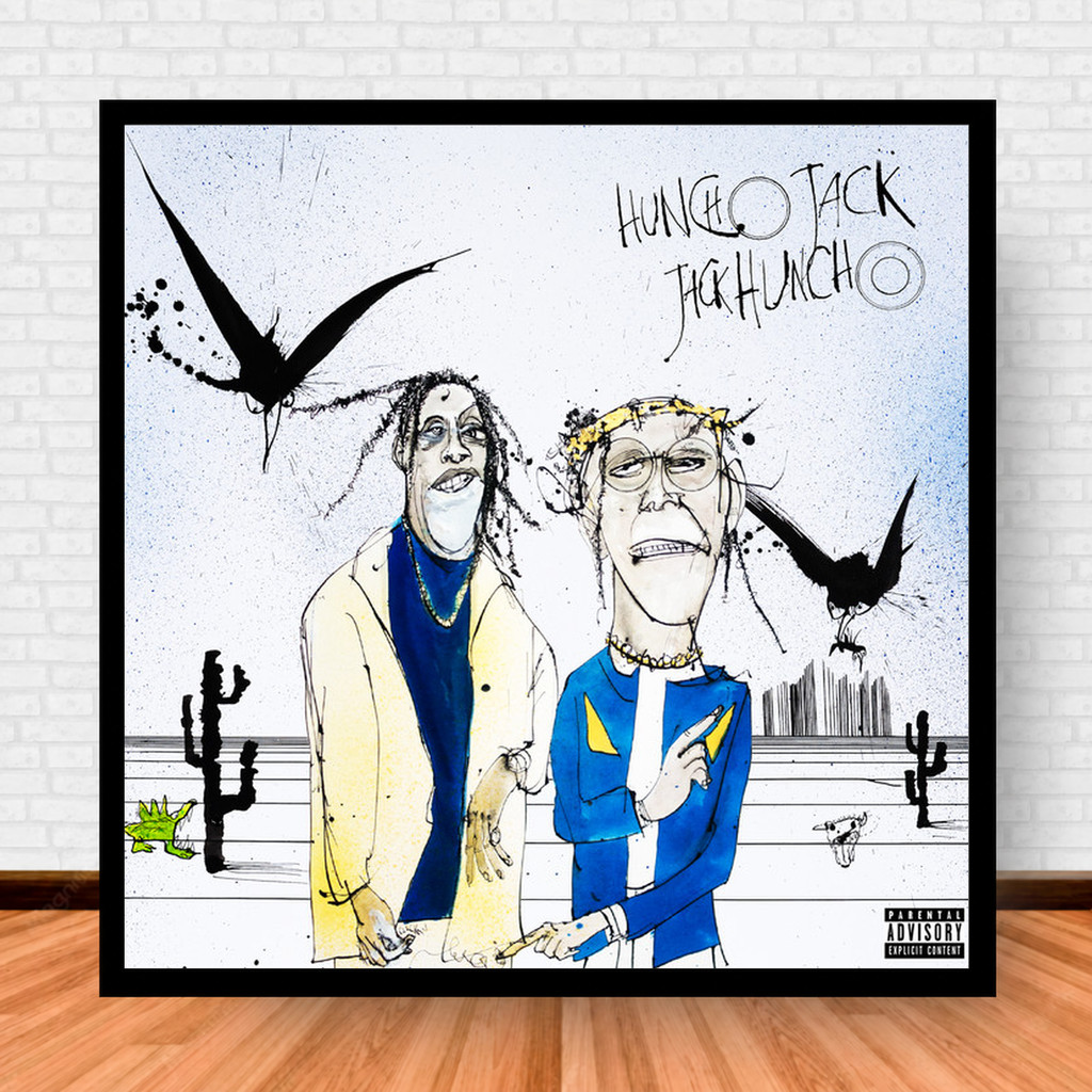 Quadro Decorativo Placa Música Álbuns Travis Scott Rap e Hip Hop com Moldura