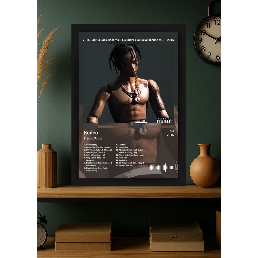 Quadro Decorativo Travis Scott Rodeo (Colored) Com Vidro