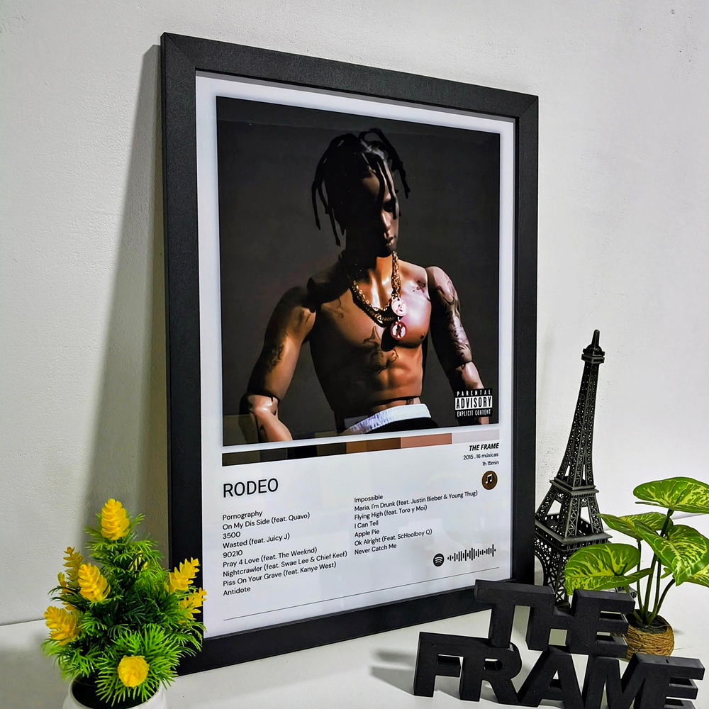 Quadro Decorativo A4/A3 Spotify Travis Scott Album Rodeo