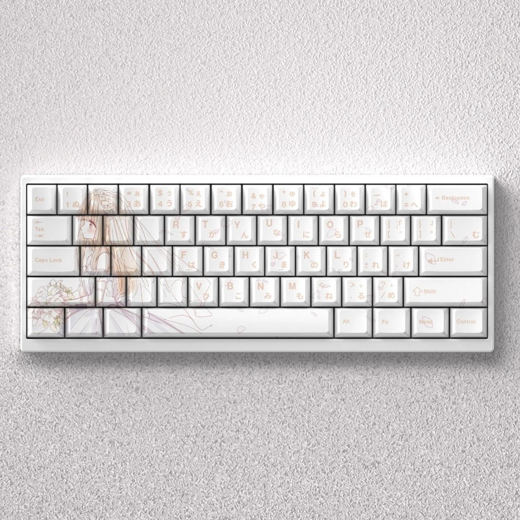 SHIINA True Day Anime Tema Cherry Perfil PBT Compatível 60 65 68 Teclado Dye-Sub Keycap Set (73 Teclas)