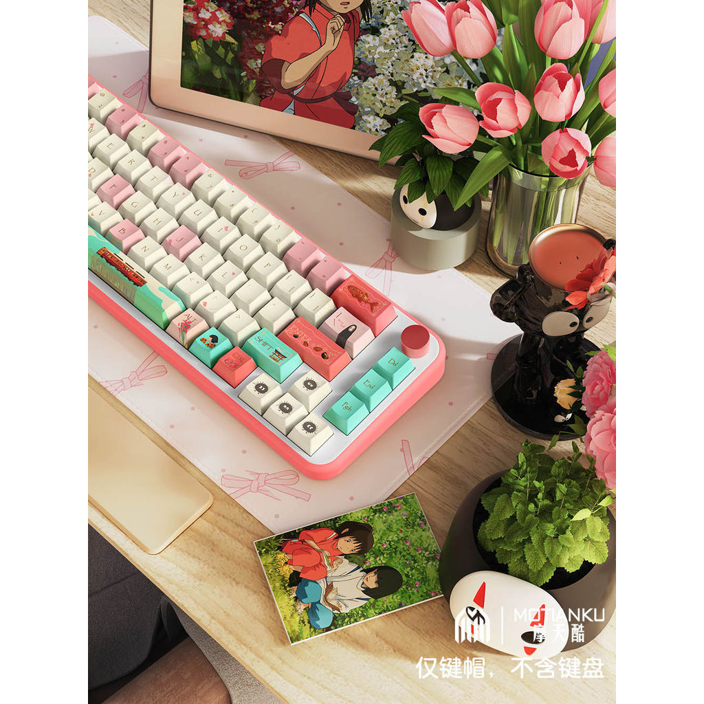 Ferris Cool Spirited Away Tema Original Keycap Original Fábrica Altamente Sublimado Teclado Cap Conjunto Grande