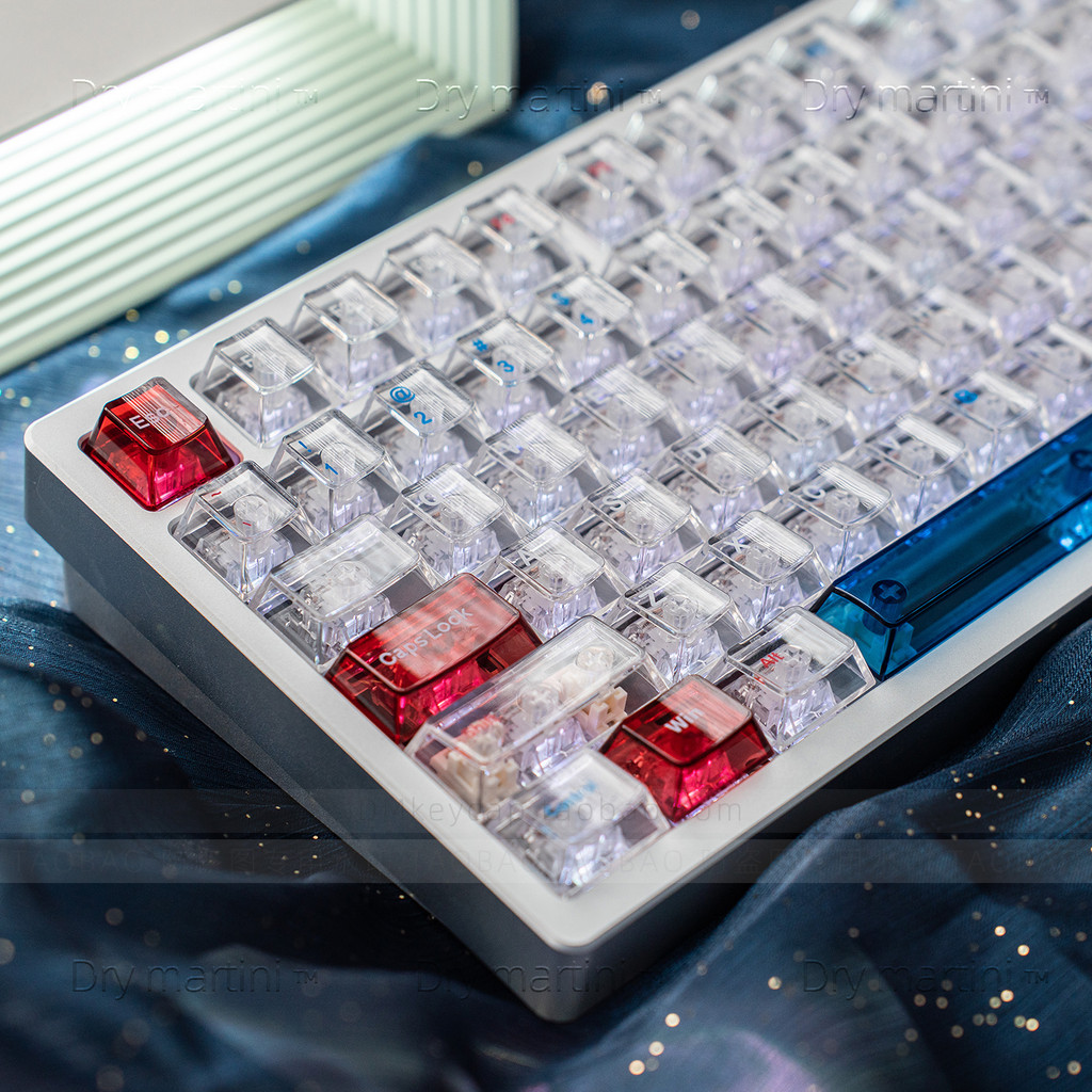 Totalmente transparente galáxia tema PC Keycap Original fábrica altura cubo de gelo translúcido wooting 68/75/87/98/108