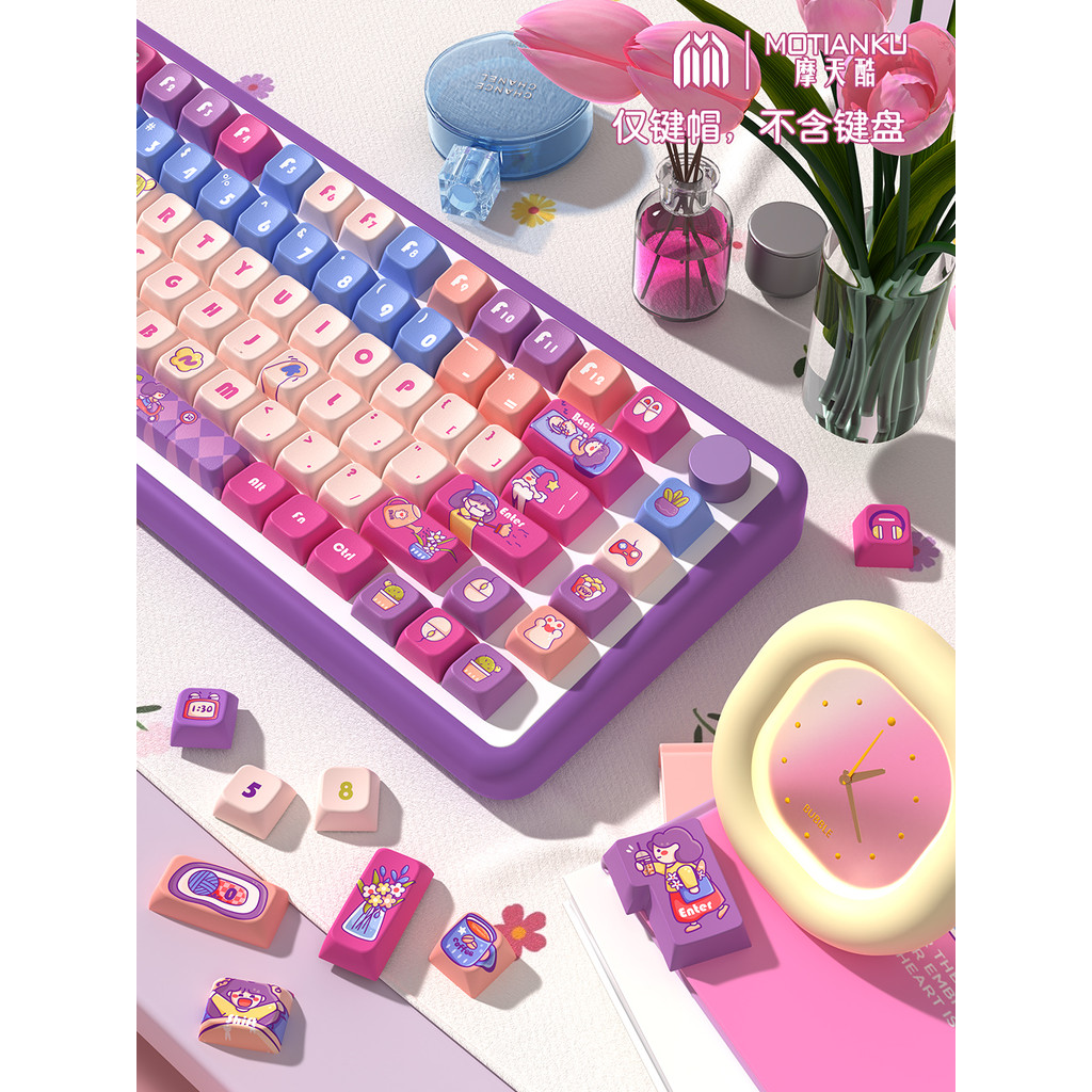 Ferris Cool Weekend Time Tema Original Keycap MDA Conjunto grande de tampa de teclado criativo altamente fofo