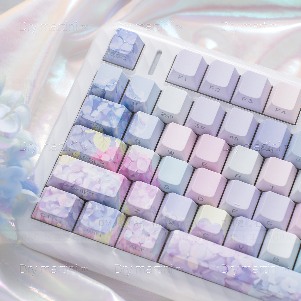 Tema de verão sem fim flor idioma lado gravado translúcido Keycap Original fábrica PBT sublimação completa de cinco pont