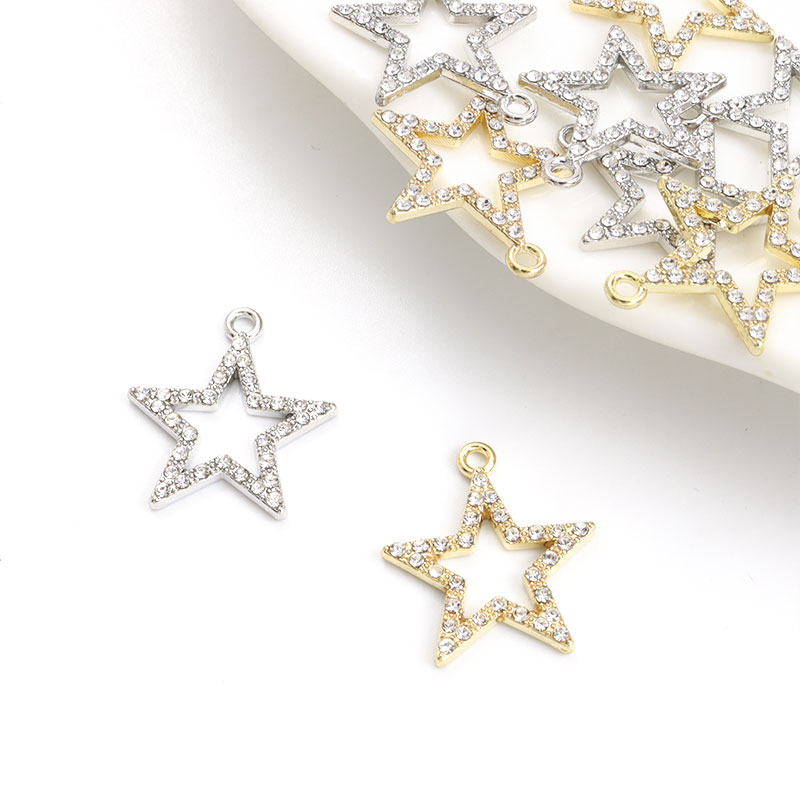 10pcs Crystal Rhinestone Pentagrama Encanta Moda E Acessórios Simples Colares Unisexo