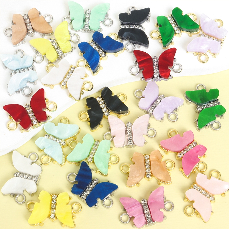 10pcs Vibrantes Conectores Acrílicos Coloridos De Borboleta Acrílica Colar De Moda , Brincos