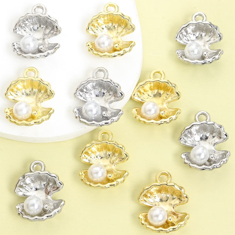 10 Peças De Amuletos De Concha 3D Exclusivos Com Decoração De Pérolas , Colar De Corrente De Clavícula Da Moda Verão , P