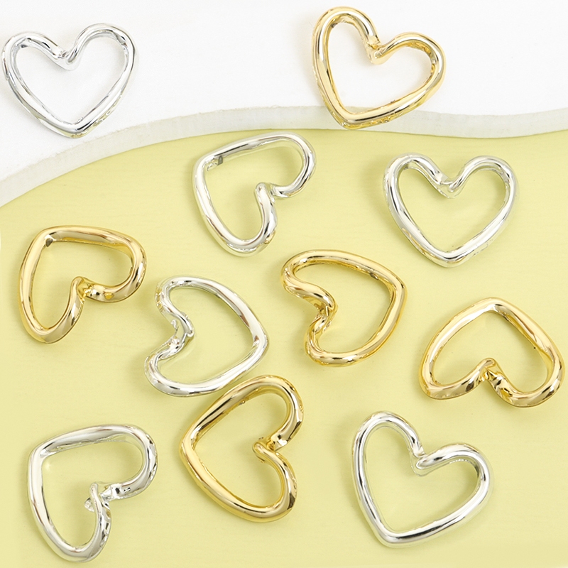 10 Peças Amuletos De Coração De Amor De Linha Simples E Brilhante Da Moda , Pingentes Ocos Em Forma Estilo ins Para DIY