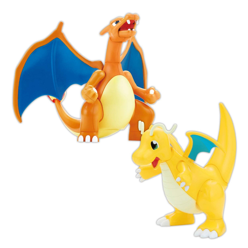 BANDAI SPIRITS Pokémon Plamo Collection 43 Select Series Charizard (Versão De Batalha) & Dragonite VS Conjunto modelo plástico