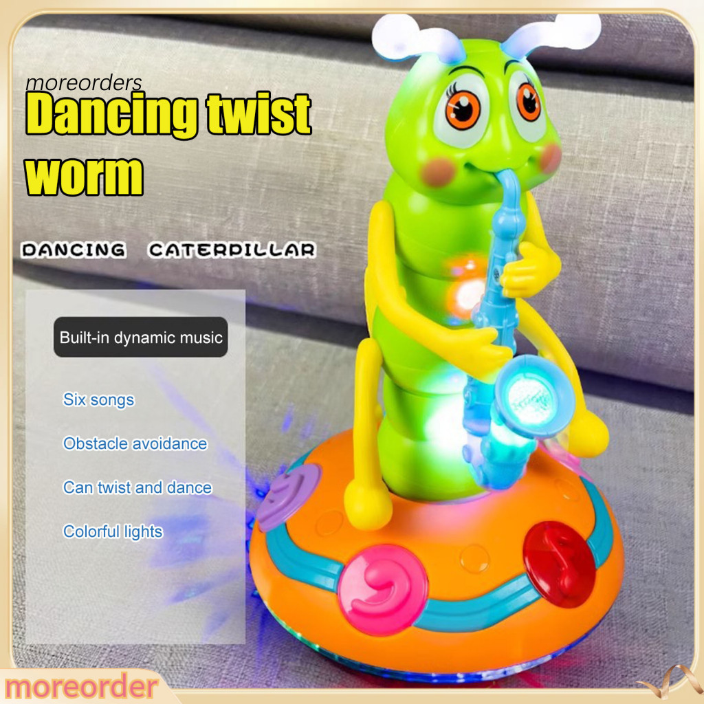 Electric Dancing Caterpillar Toy with Led Lights Music Swinging Saxophone – Crawling Toddler for Boys Girls Perfect fo