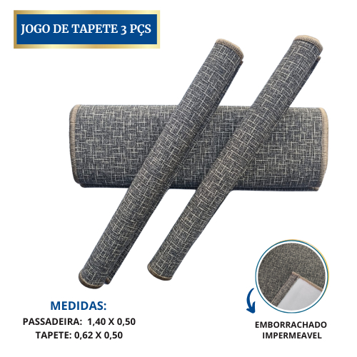 JOGO DE TAPETE GRÉCIA 3PÇS ANTIDERRAPANTE IMPERMEAVEL CORES VARIADAS