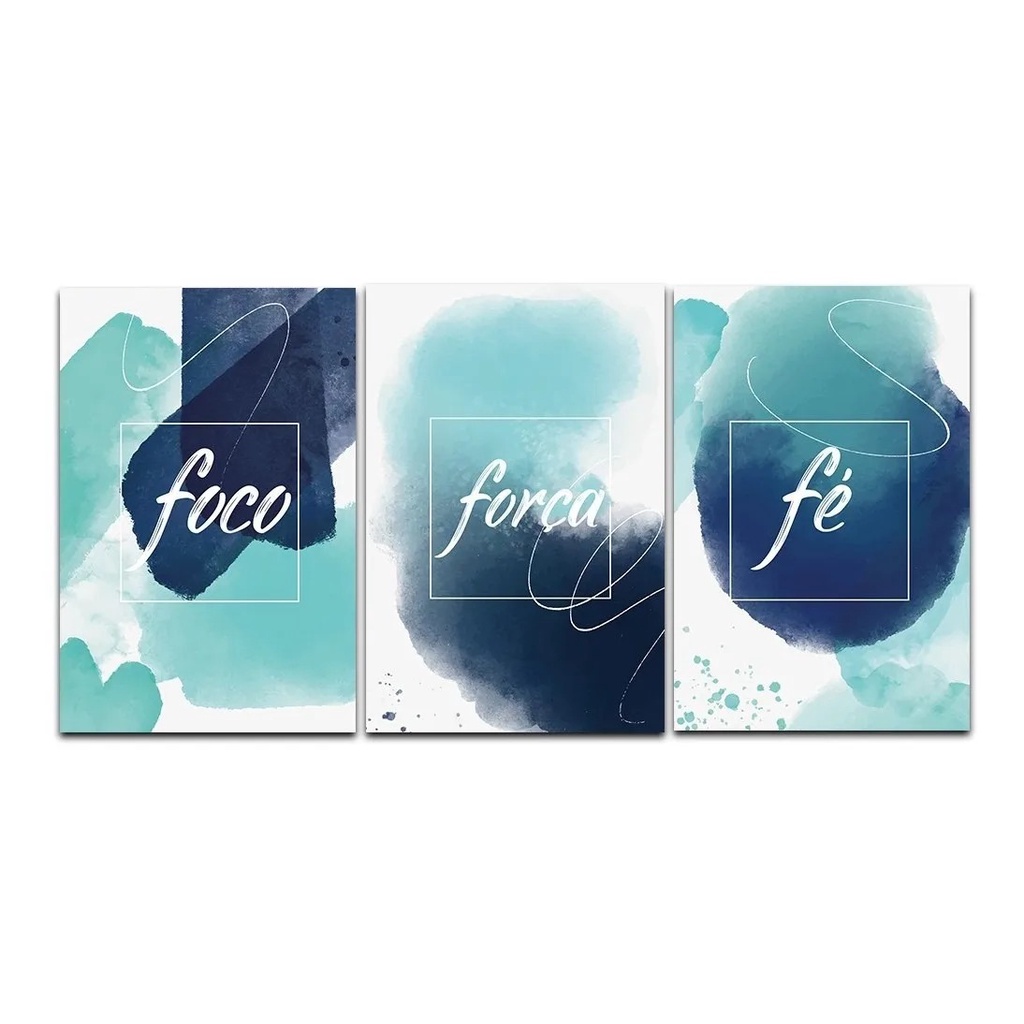 Kit 3 Quadros Decorativos Foco Força Decorativos 3pçs