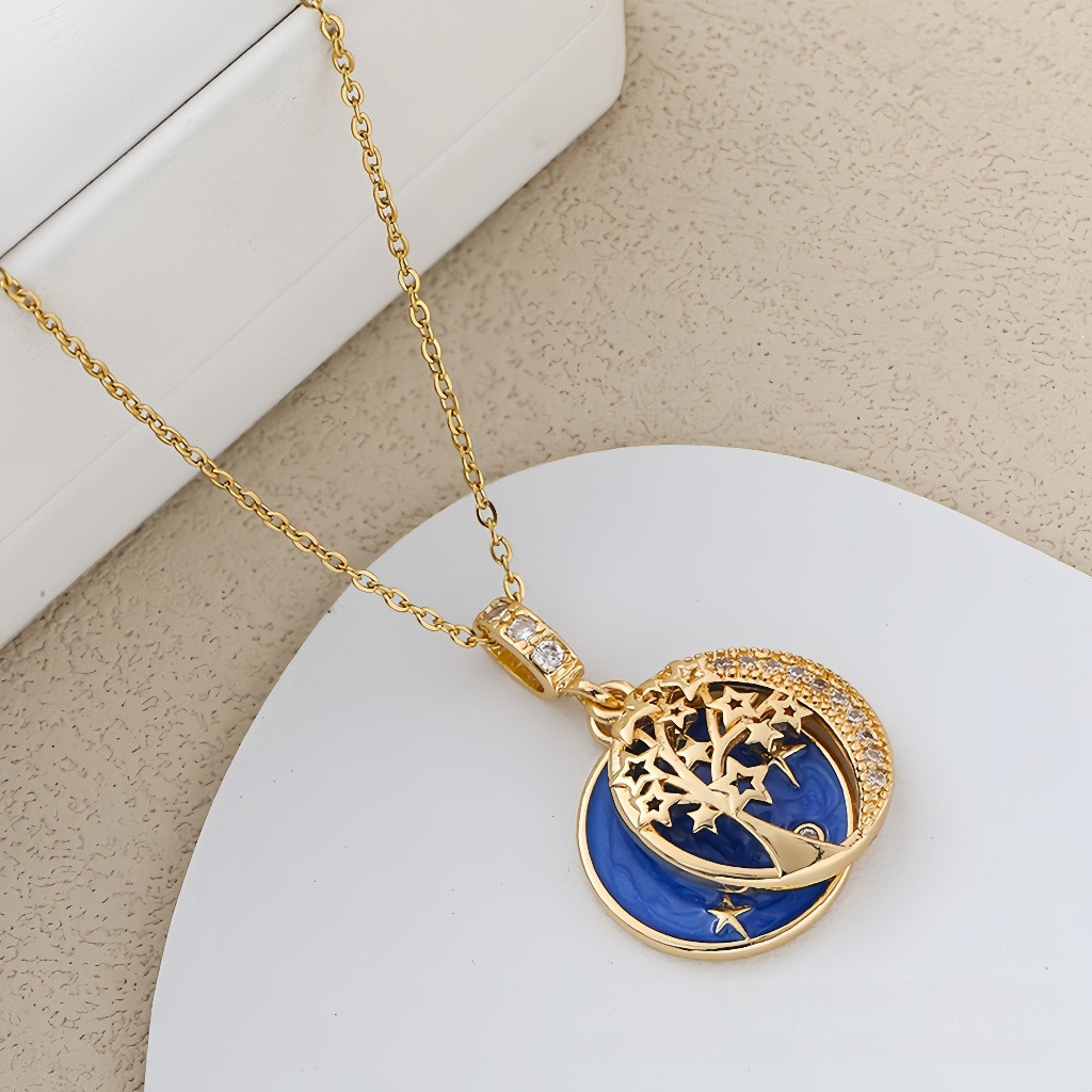 Starry Sky Light Luxury Temperament Full Diamond Necklace Colar De Luxo E Design Único Sense