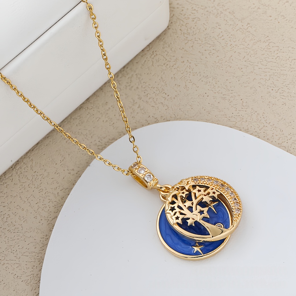 Starry Sky Light Luxury Temperament Full Diamond Necklace Colar De Luxo E Design Único Sense