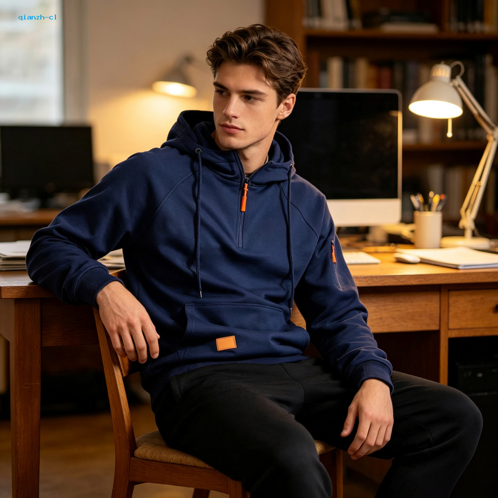 Mens Two Piece Tracksuit Outdoor Sports Workout Clothing 2pcs Men’s Athletic Set – Quarter Zip Hoodie Jogger Sweatpa