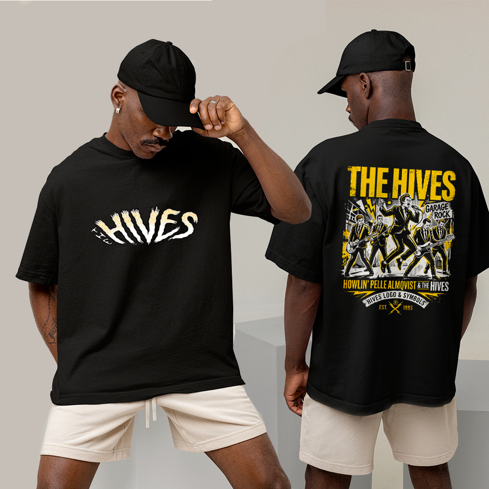 Camiseta Basica ou Oversized Streetwear Banda Rock The Hives Abelhas Word Tour Brasil 2026 Unissex