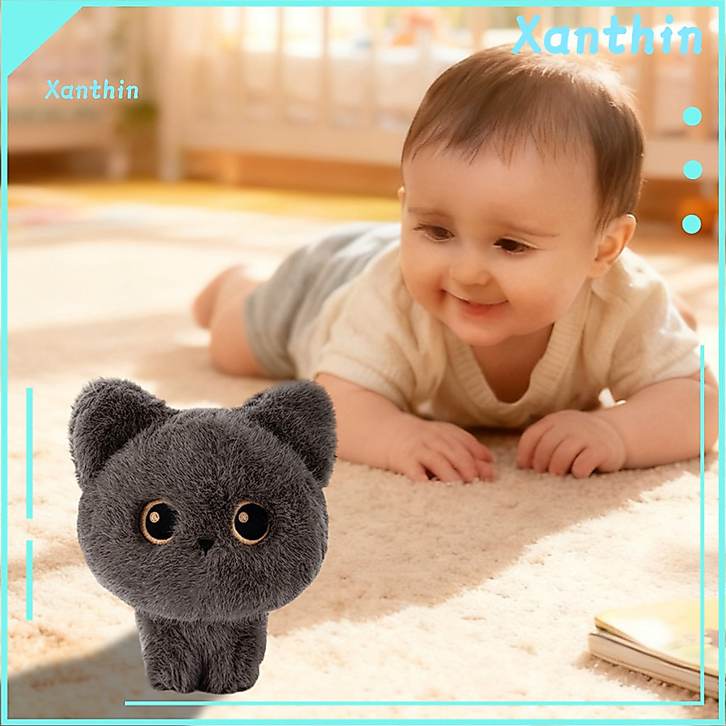 Cute Cat Plush Doll Siamese Calico Toy with Big Eyes – Soft Stuffed Animal Pp Cotton Filled Perfect Birthday Gift for