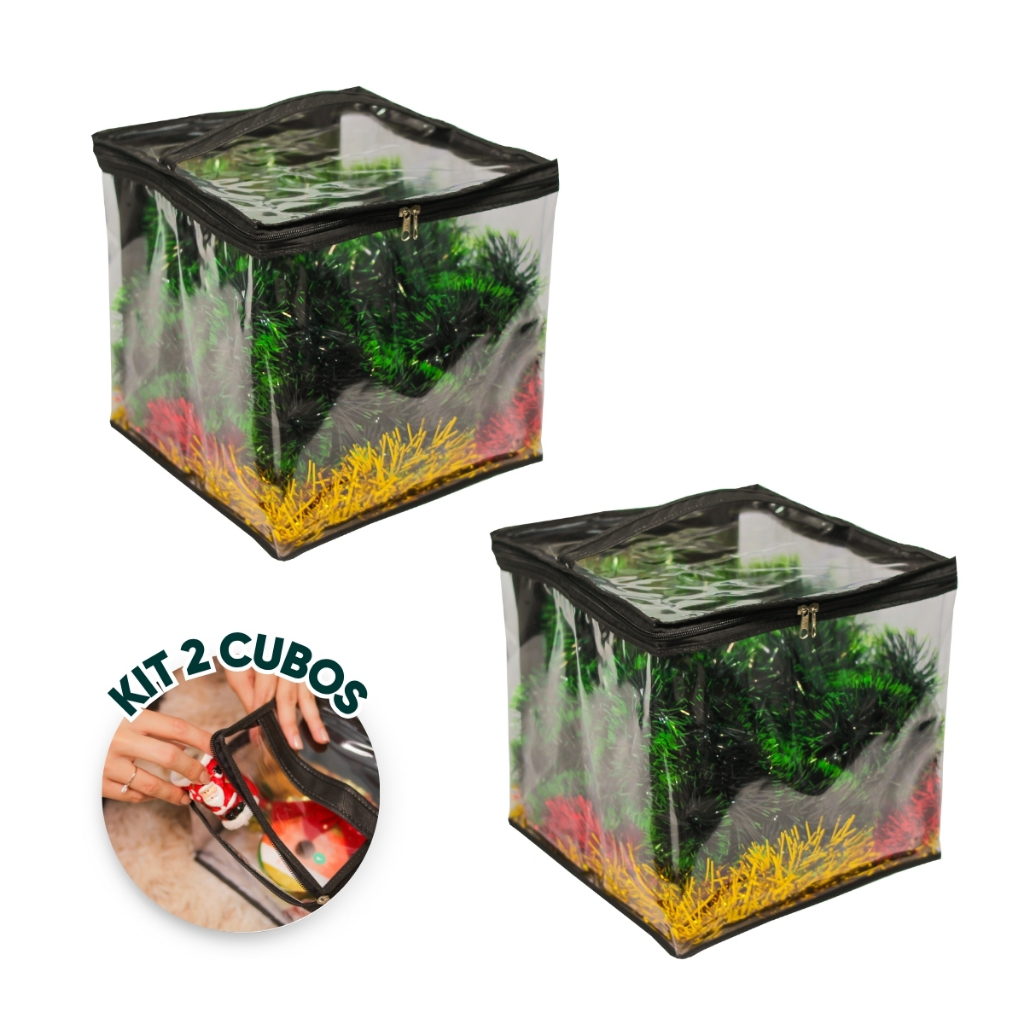 Kit 2 Organizadores Cubo G para Enfeites Bolas de Natal