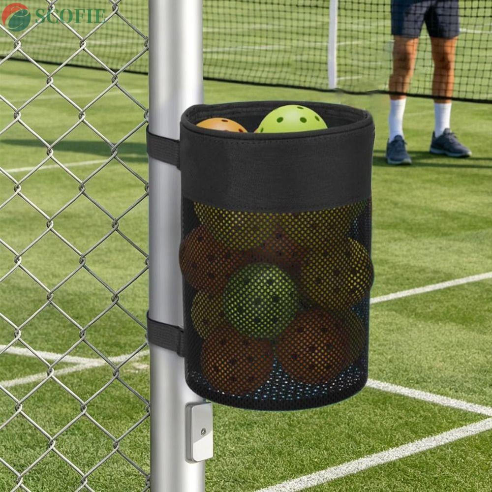 Suporte para Bolas de Pickleball SCOFIE, Organizador de Bolas de Tênis Dobrável Preto, Bolsa de Armazenamento de Bolas