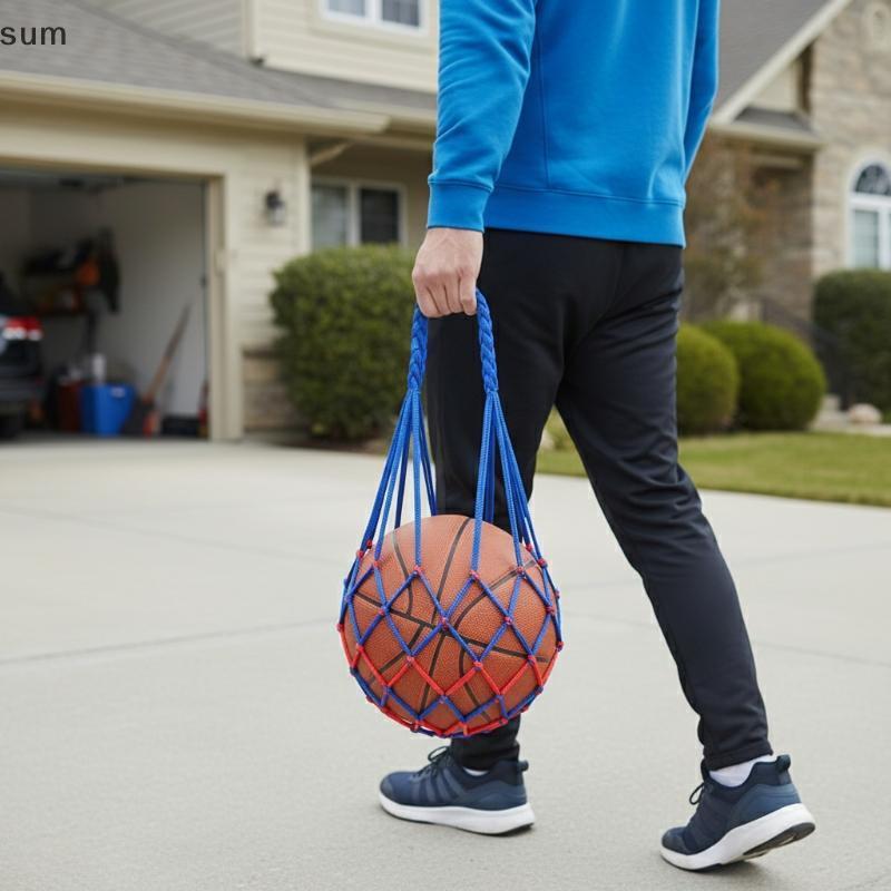 [sum] Bolsa De Rede De Futebol Em Negrito De Nylon , Armazenamento De Bola Única , Suporte Portátil De Malha Para Esport