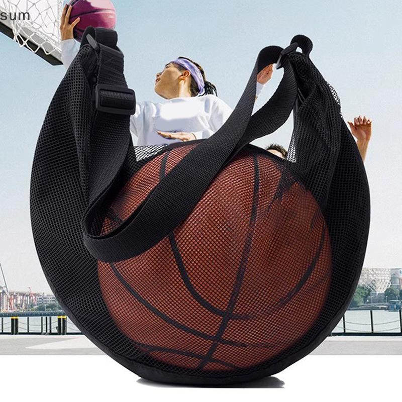 [sum] 1 Pcs Bola Única Bolsa Com Zíper Poeta Malha Armazenamento Equipamento Esportivo Rede De Cordão Transportando Basq