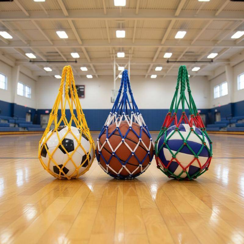 Bolsa De Rede De Futebol Para Bola Única De Nylon Com Design Ousado , Armazenamento De Malha Portátil Jogos De Treinamen