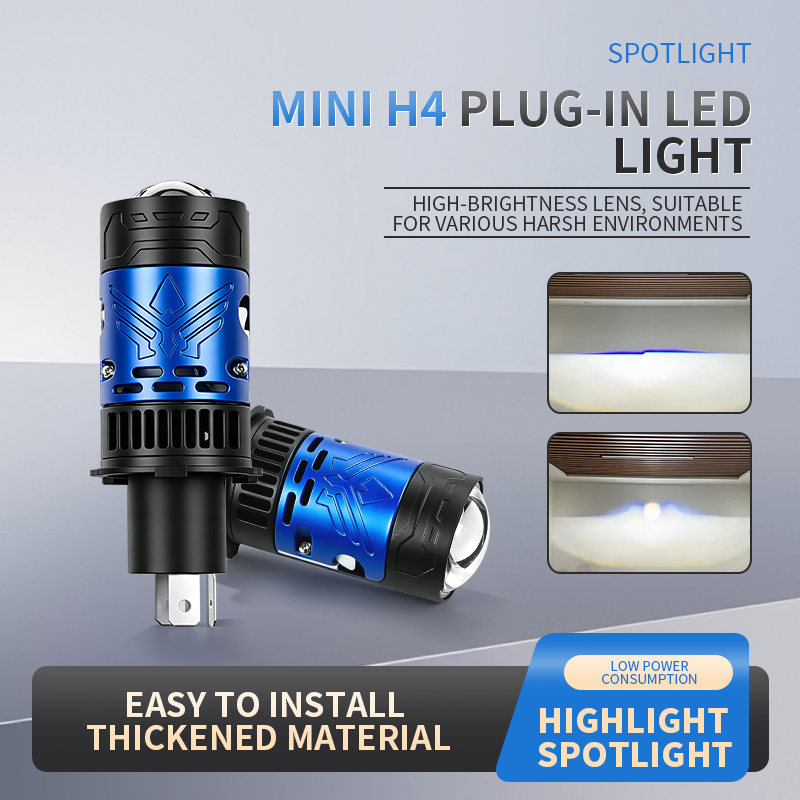 Farol LED H4/9003/HB2 de Alta Potência com Lente Projetora Canbus, Luz Forte 35000LM, Refrigeração a Ventilador Turbo,
